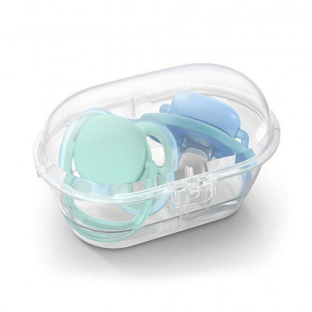Ортодонтични залъгалки PHILIPS AVENT Ultra Air 0M+ синьо/зелено 2 броя + стерилизаторна кутия - 3