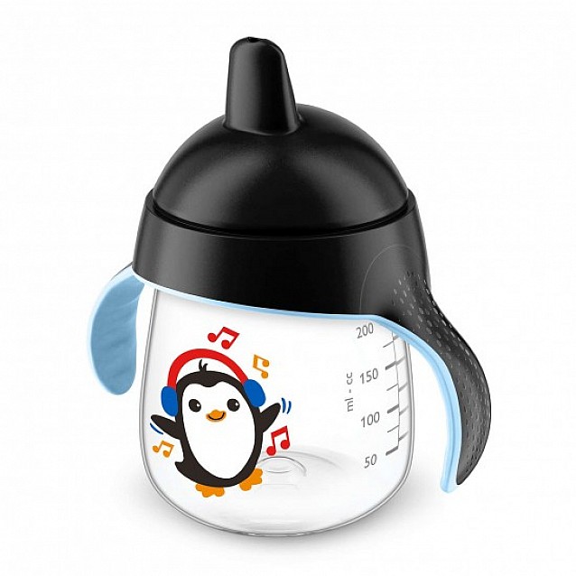 Неразливаща се чаша с твърд накрайник PHILIPS AVENT Пингвин 260 мл 12М+ черна