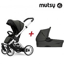 Промо комплект MUTSY шаси Evo Bold Standard + кош за новородено + седалка и сенник Evo Bold Deep Grey
