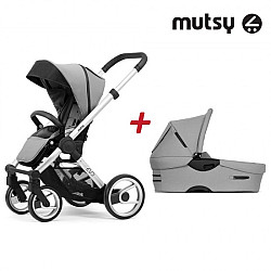 Промо комплект MUTSY шаси Evo Bold Standard + кош за новородено + седалка и сенник Evo Bold Pebble Grey