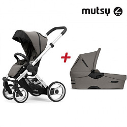 Промо комплект MUTSY шаси Evo Bold Standard + кош за новородено + седалка и сенник Evo Bold Warm Grey