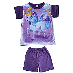 Детска пижама Пони лилава