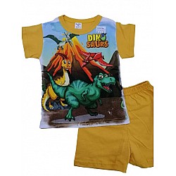 Детска пижама Dinosaurs жълта