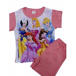 Детска пижама Принцеси тъмнорозова