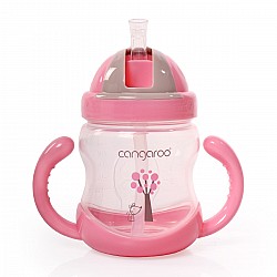 Бебешка чаша със сламка CANGAROO 280 мл розова