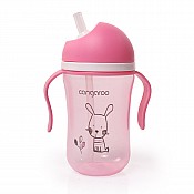 Бебешка чаша със силиконова сламка CANGAROO 300 мл розова
