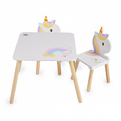 Дървен сет маса с два стола MONI Unicorn