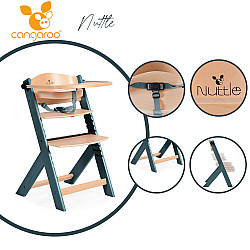 Дървено столче за хранене CANGAROO Nuttle  2в1 сиво