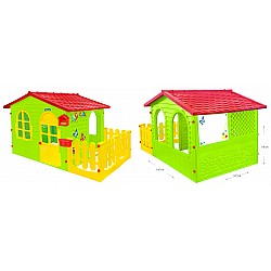 Детска къща с ограда и дъска за рисуване MOHCTOYS