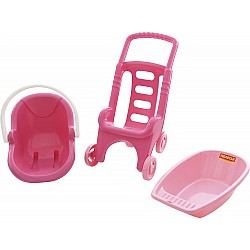 Комплект количка за кукли POLESIE Pink Line
