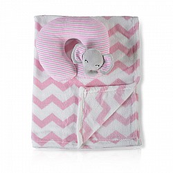 Бебешко одеяло CANGAROO 90/75 см Sammy розово + възглавница