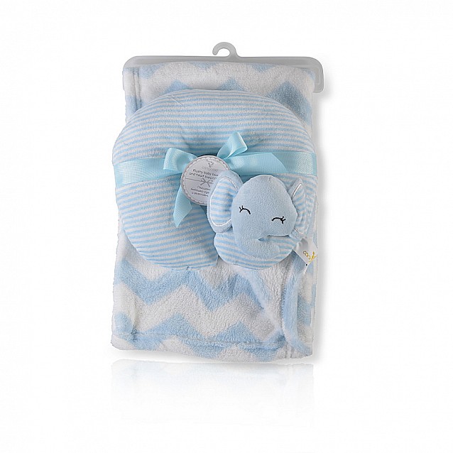 Бебешко одеяло с възглавница CANGAROO Sammy 90/75 см синьо - 2