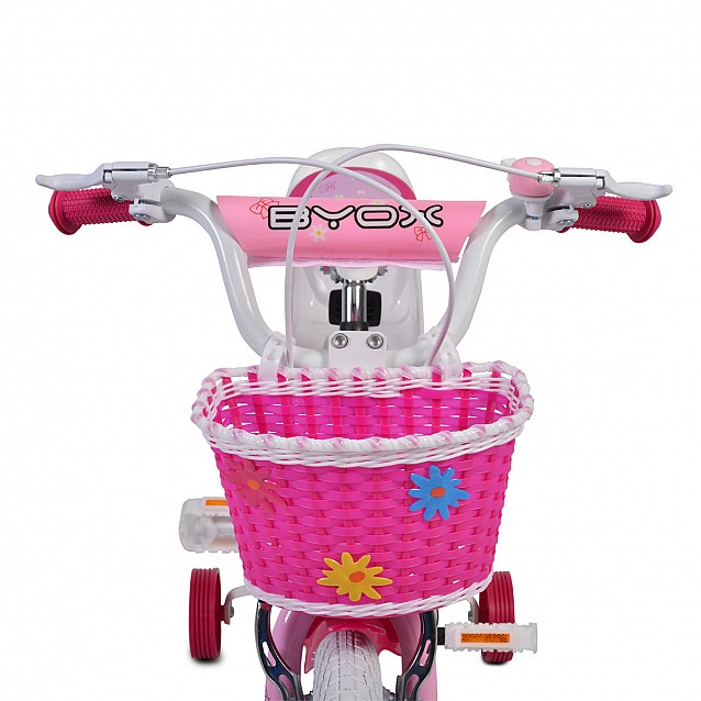 Кош за детско колело BYOX розов с цветя - 3