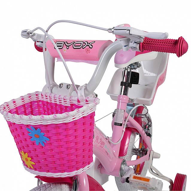 Кош за детско колело BYOX розов с цветя - 2