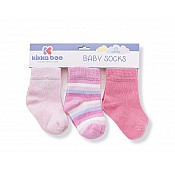 Бебешки чорапи KIKKABOO Stripes 12-24 месеца розови памучни