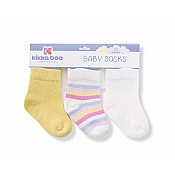 Бебешки чорапи KIKKABOO Stripes 6-12 месеца жълти памучни