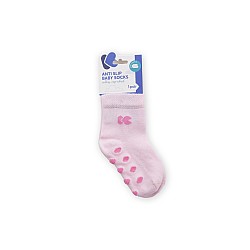 Бебешки чорапи против подхлъзване KIKKABOO 6-12 месеца светлорозови памучни