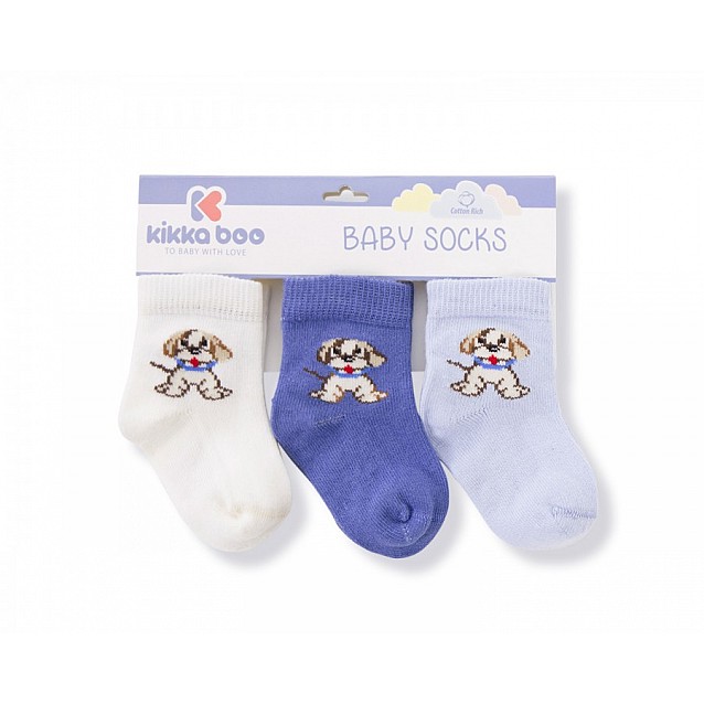 Бебешки чорапи KIKKABOO Puppy 2-3 г. сини памучни