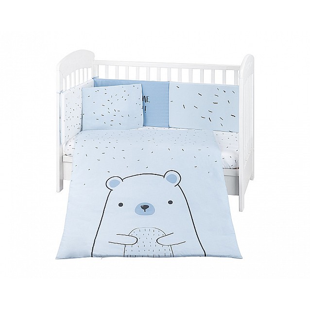 Бебешки спален комплект KIKKABOO Bear with me Blue 6 части 70/140 см