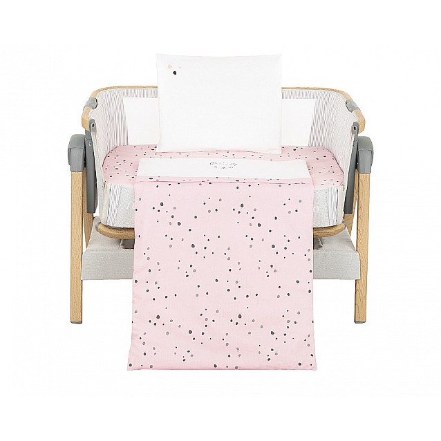 Бебешки спален комплект за мини-кошара KIKKABOO Bear with me Pink 5 части