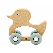 Дървена играчка с чесалка KIKKABOO Duck Mint