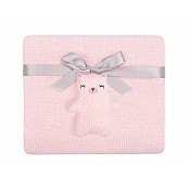 Плетено памучно одеяло KIKKABOO Bear with me Pink