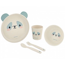 Сет за хранене KIKKABOO Panda 5 части Син бамбук