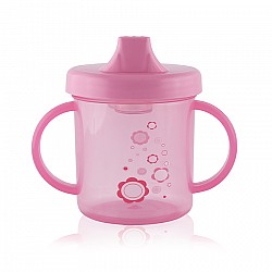 Бебешка чаша BABY CARE с дръжки 210 мл розова