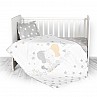 Бебешки спален комплект LORELLI Слонче 4 части сиви звезди ранфорс