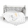 Бебешки спален комплект LORELLI Слонче сет 5 части звезди сив ранфорс