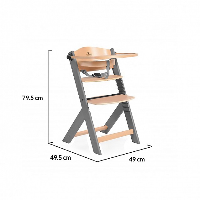 Дървено столче за хранене CANGAROO Nuttle  2в1 сиво - 23