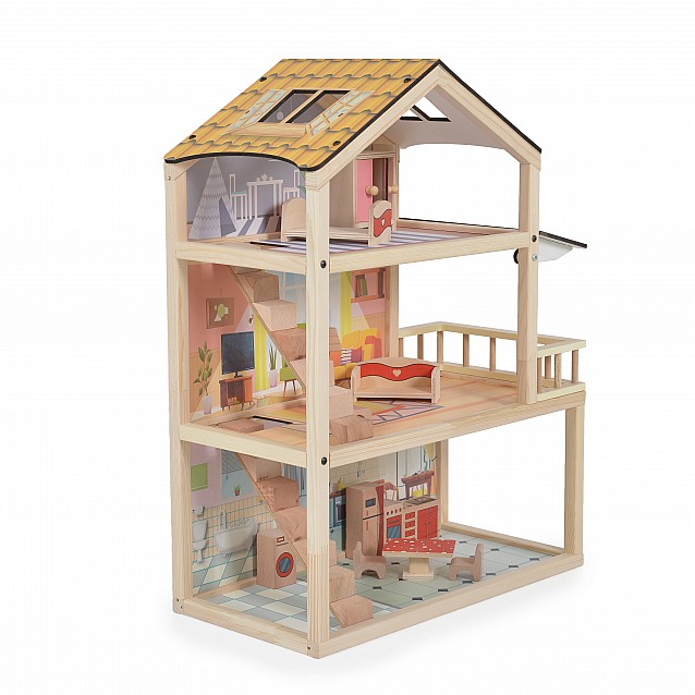 Детска дървена къща за кукли MONI Nina - 2