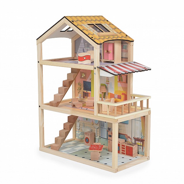 Детска дървена къща за кукли MONI Nina - 3