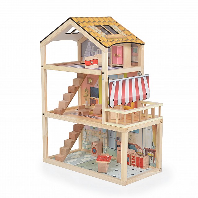 Детска дървена къща за кукли MONI Nina - 4