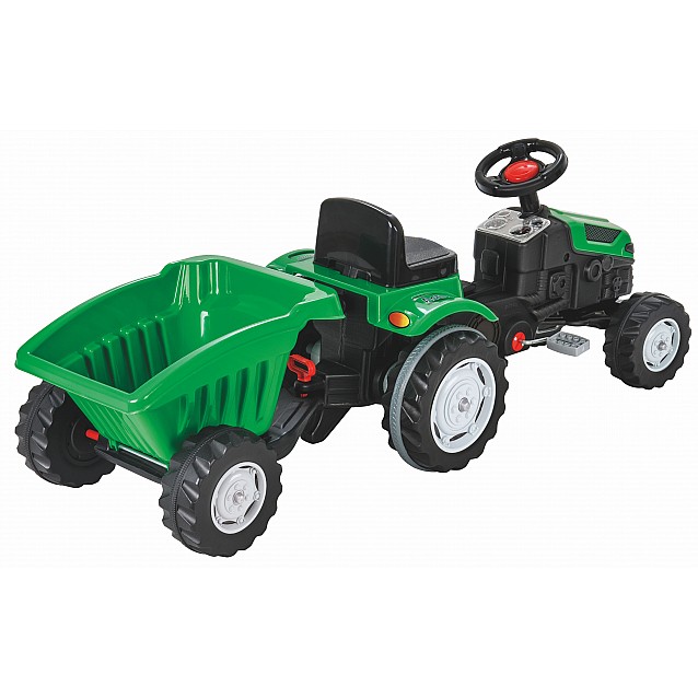 Детски трактор с педали PILSAN Active зелен + ремарке - 2