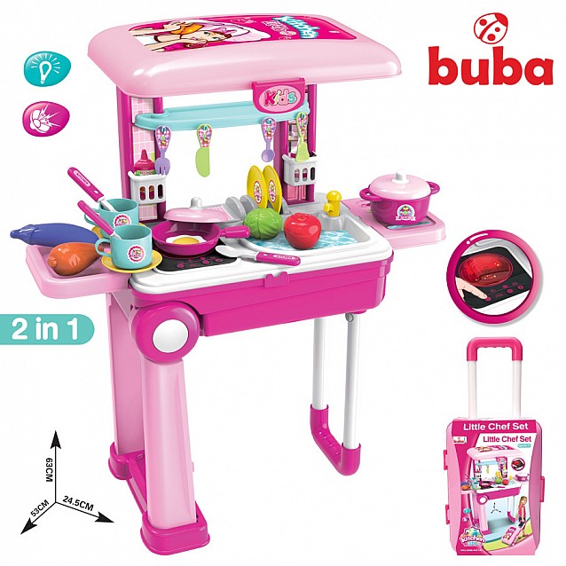 Детска кухня-куфар BUBA Little Chef розова