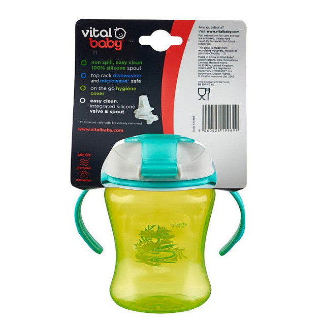 Чаша за лесно отпиване с подвижни дръжки 260 мл. Зелена Vital Baby - 5